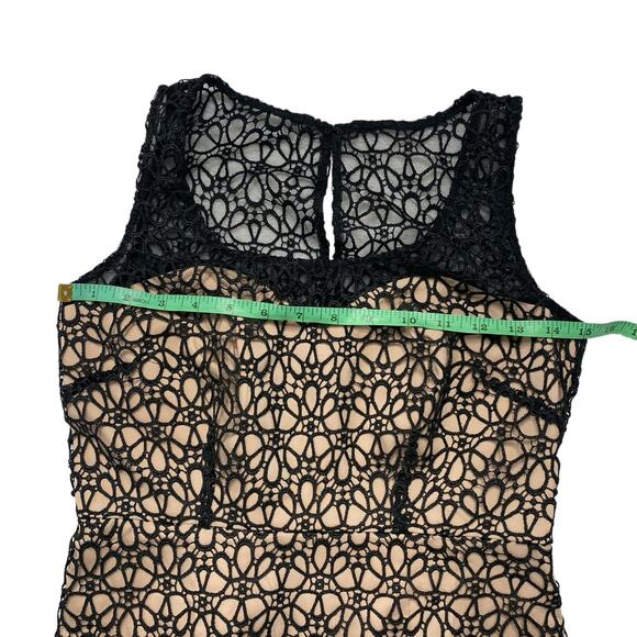 ANN TAYLOR Black Lace Crochet Cocktail Dress with Beige Underlay Size 0 Petite - Picture 6 of 8